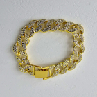 Bratara Cuban Chain din inox incrustat cu zirconiu Unisex Gold