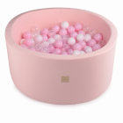Piscina uscata MeowBaby cu 250 de bile alb perlat transparent roz past