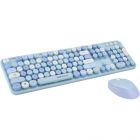 Kit Tastatura Mouse 9900BL Wireless Retro Colorful Albastru