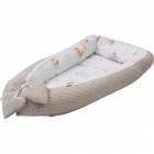 Cosulet reversibil pentru bebelusi Bubaba Sleepy Animals Bej