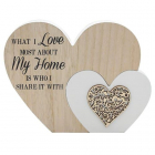 Placa decorativa din lemn Sentiments Double Heart Home