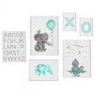 Set 6 Tablouri Decorative Elefant