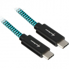 Cablu de date USB C 0 5m Black Blue Aluminum Braid