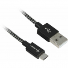 Cablu de date USB 2m Black Grey Aluminum Braid