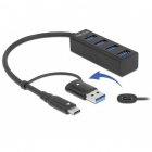 HUB USB 4P USB 3 2 Gen1 USB C A Negru