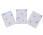 Set 3 paturici muselina din bumbac organic Nichiduta 90x90cm Blue moon