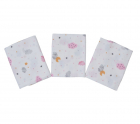 Set 3 paturici muselina din bumbac organic Nichiduta 90x90cm Pink Clou