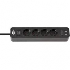 Priza Multipla Ecolor 4x Power 2x USB 1 5m Black