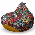 Fotoliu Puf Bean Bag tip Para XL Graffiti Linii Retro