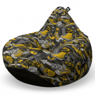 Fotoliu Puf Bean Bag tip Para XL Graffiti Retro Negru si Galben