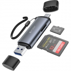 Card reader UltraBoost micro SD SD conectori USB si USB C 5Gbps Gri