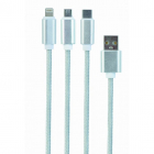 Cablu incarcare USB 3 in 1 1m Silver