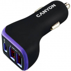 Incarcator auto Canyon CNE CCA08PU 2x USB 1x USB C 18W Black Purple