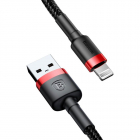 Cablu de date Kevlar USB Lightning 1m Rosu Negru