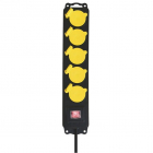 Prelungitor de retea IP44 5 prize 1 5m Black Yellow