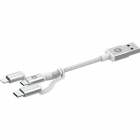 Cablu Date Incarcare USB C microUSB Lightning 1m Alb