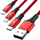 Cablu micro USB Lightning USB C 1 2m Rosu