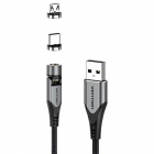 Cablu Date Incarcare CQXHF 2in1 USB USB C microUSB 1m Negru