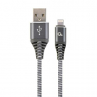 Cablu de date Premium Cotton Braided USB Lightning 1m Space Grey Silve