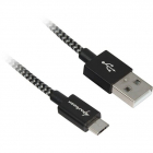 Cablu Date USB 2 0 A Micro USB B Male 3m Aluminum Negru Gri