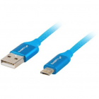Cablu Date Incarcare USB A Micro USB B 1 8m Plastic Albastru