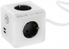 Priza prelungitor Tellur PowerCube 2x USB 4x Schuko 1 5 m White
