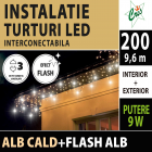 Instalatie decorativa Craciun turturi 200 LED uri alb cald cu flash al