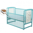 Patut din Lemn BabyNeeds Timmi 120x60 cm cu Laterala Culisanta Mint Sa