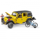 Jeep Wrangler Unlimited Rubicon Bruder cu Bicicleta si Ciclist
