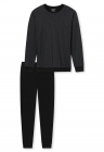 Pijama cu pantaloni lungi si imprimeu - Negru