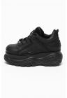 Pantofi sport de piele cu platforma si logo - Negru