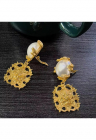 Cercei aurii - cu clips - cu perle si cap de leu - Law C3