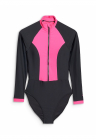 Costum de baie dama maneca lunga - roz - material elastan