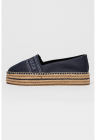 Espadrile din denim cu talpa flatform - Bleumarin