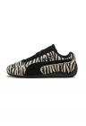 Pantofi sport de piele cu talpa plata si animal print - Negru/Crem
