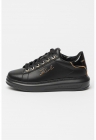 Pantofi sport din piele cu logo din strasuri - Auriu/Negru