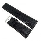 Curea ceas piele neagra cusatura alba HANDMADE 34mm