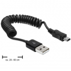 Cablu Delock spiralat USB 2 0 A tata la mini USB tata