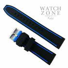 Curea pentru ceas Alfa Silicon Albastru si Negru 20mm 22mm 5S15 Albast