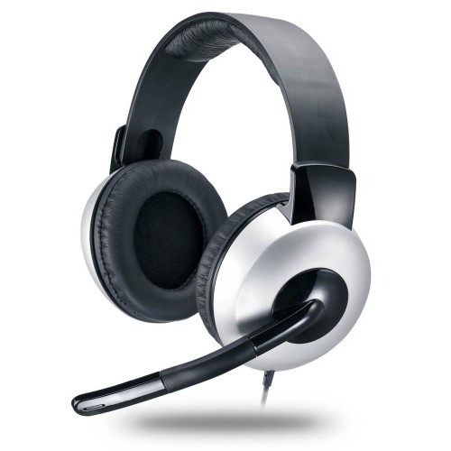 Casti Genius HS-05A, cu microfon, negru/ argintiu