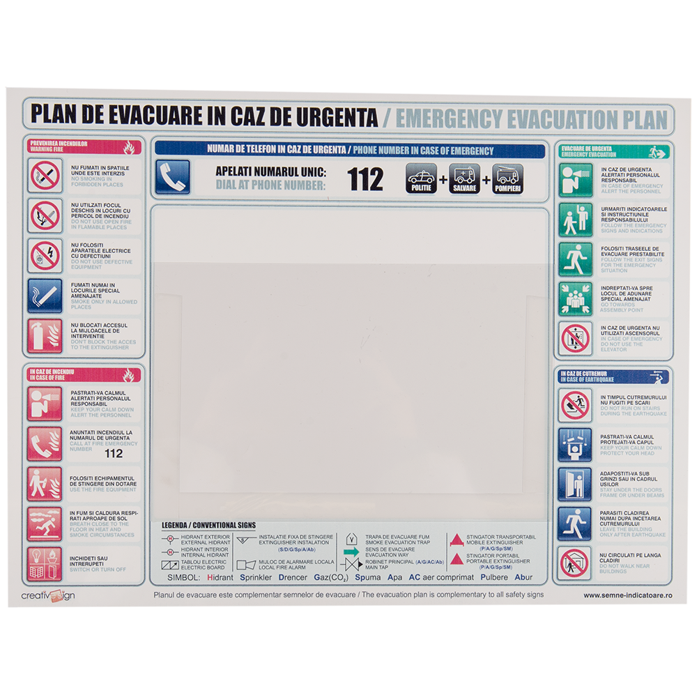 Semn Plan de evacuare, PVC, 40 x 30 cm