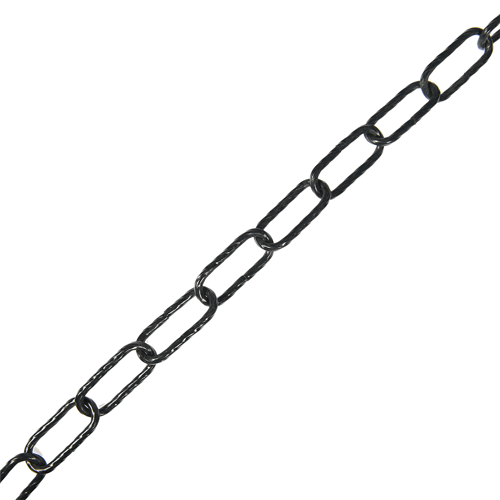 Lant negru cu profil dreptunghiular rasucit, otel, 3,8 mm