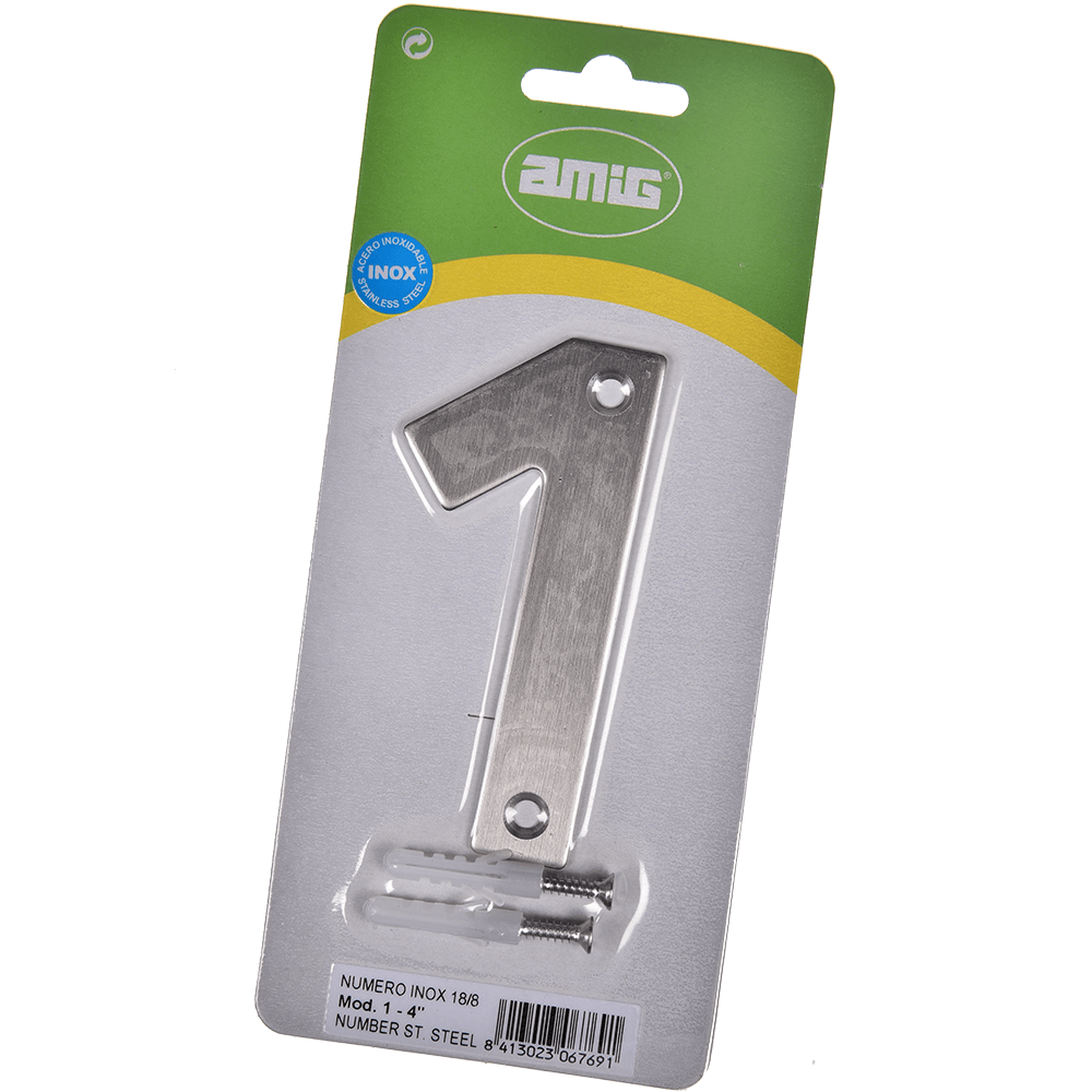 Numar usa/poarta 1 Fischer, inox, prindere suruburi, 10 mm