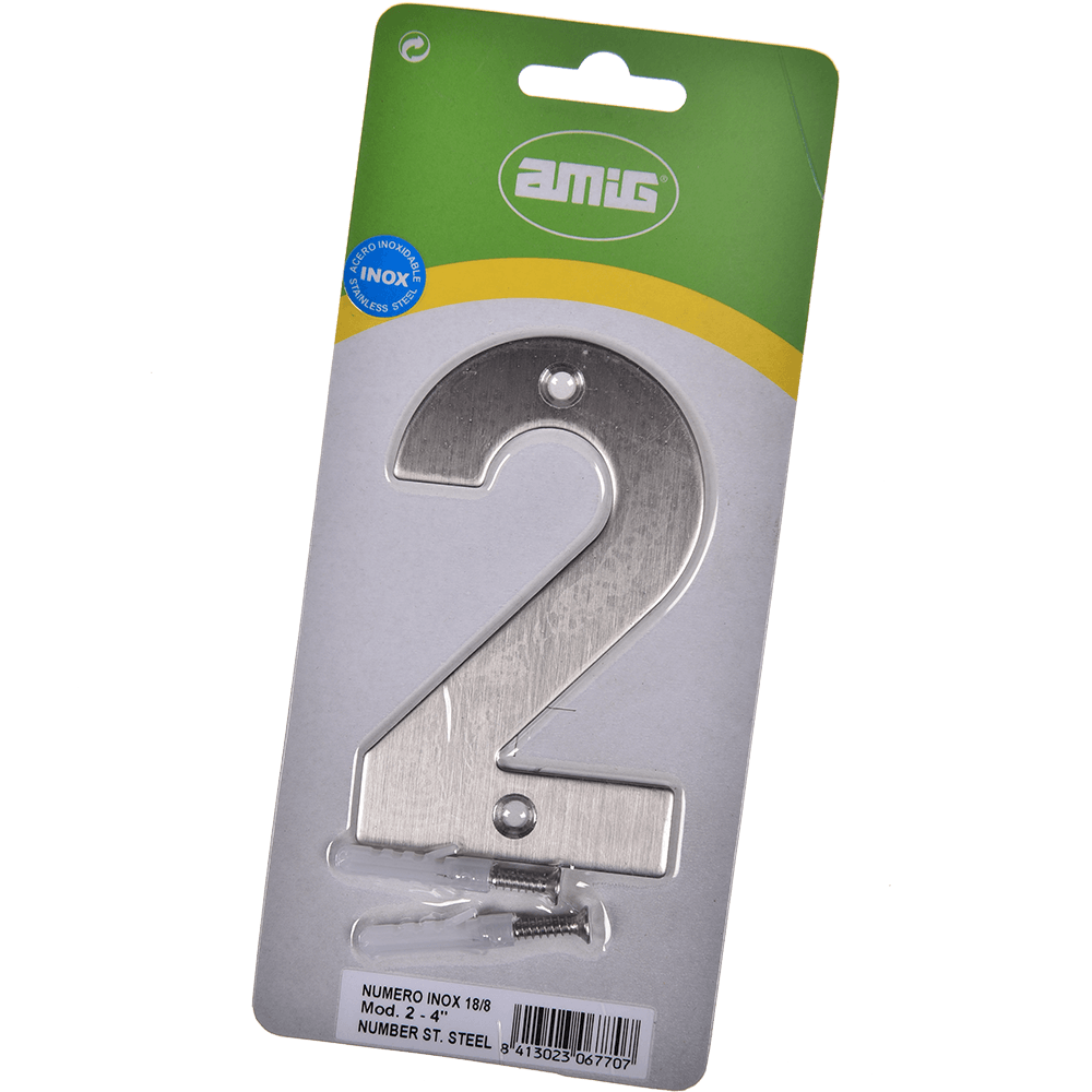 Numar usa/poarta 2 Fischer, inox, prindere suruburi, 10 mm