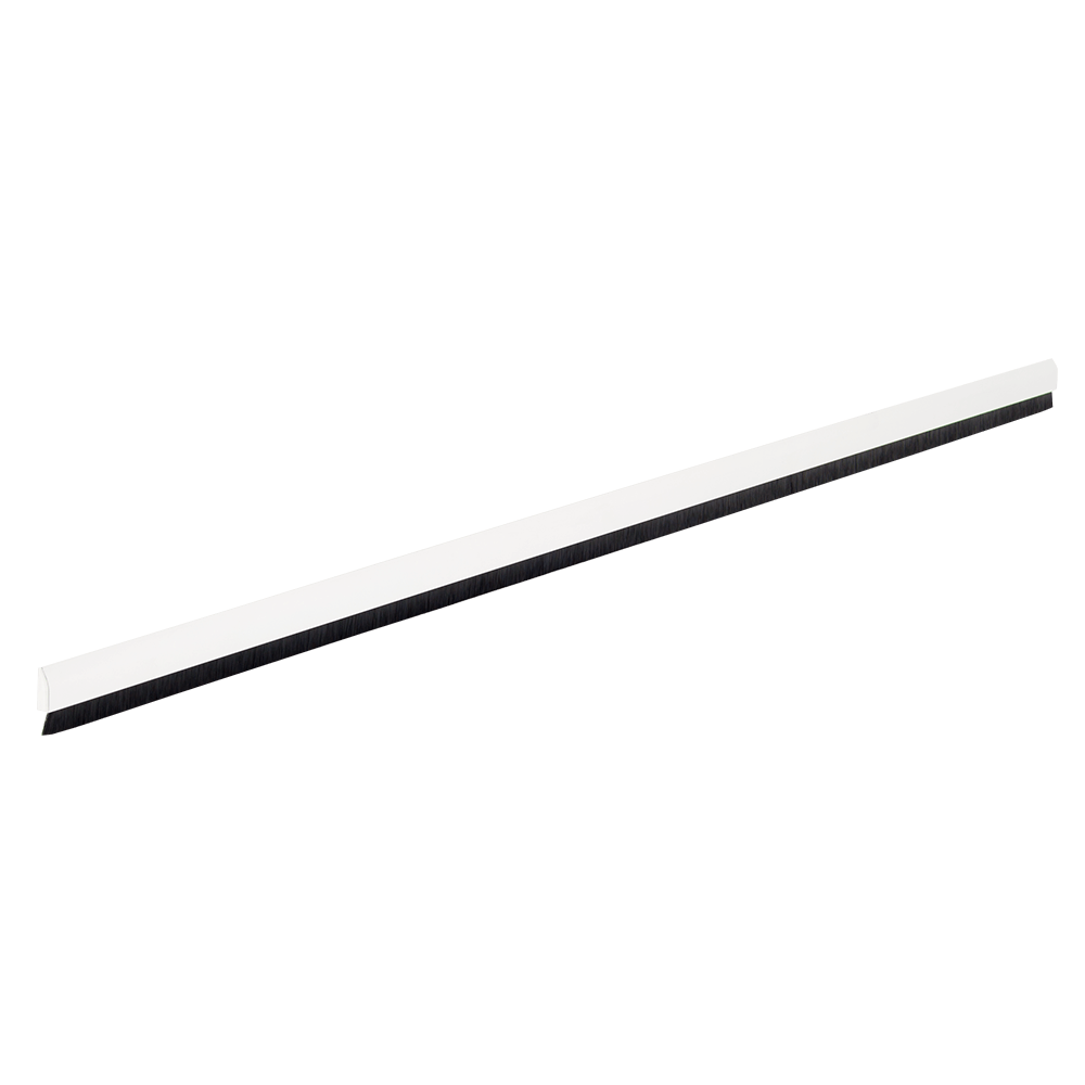 Prag izolator Geko Aluflex, aluminiu + PVC, perie nylon, alb