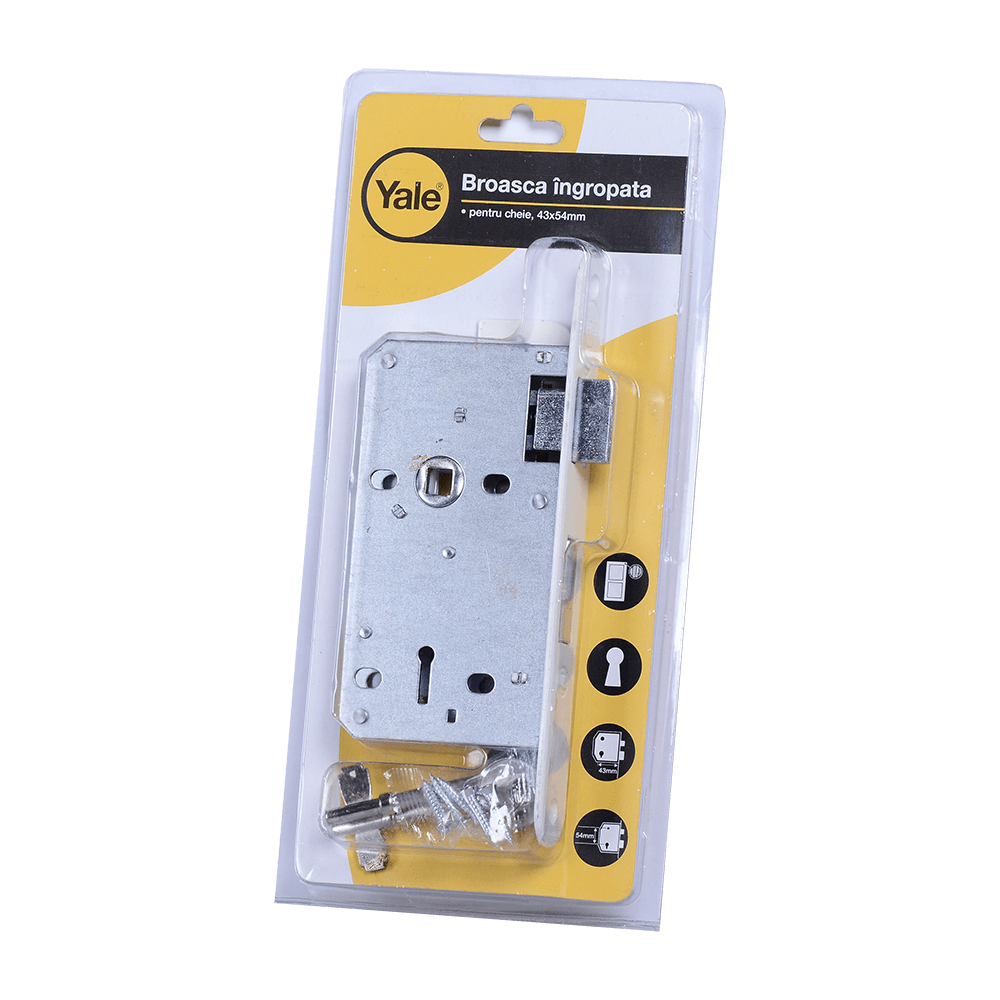 Broasca ingropata cu cheie, Yale, otel, alb, 43 x 54 mm