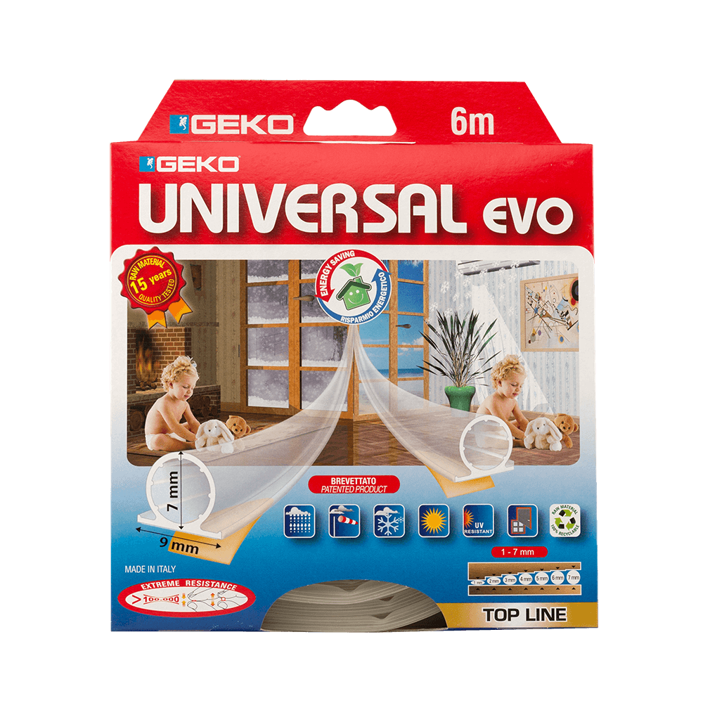 Garnitura adeziva termoplastica Geko Universal, transparent, 9 x 7 mm x 6 m