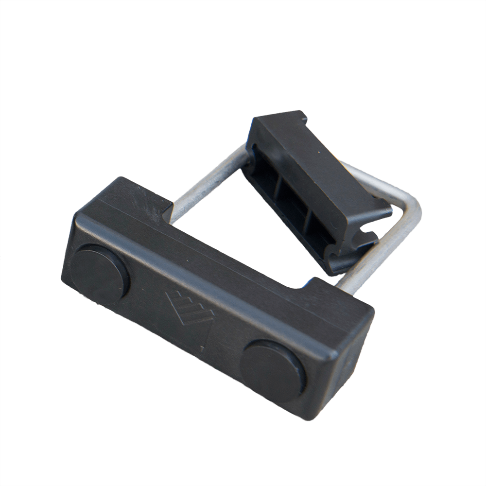 Element fixare stalp tip U, plastic si metal, negru, 60 x 40 mm