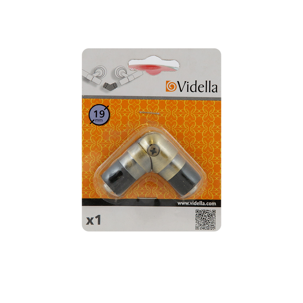 Accesoriu galerie Cesar - conector de colt, alama antica, D 19 mm