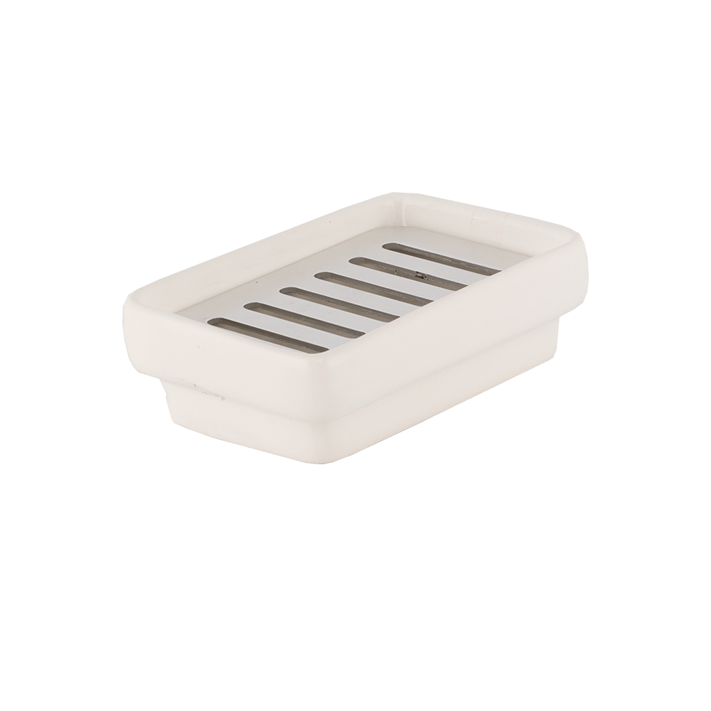 Savoniera Romtatay Flat, ceramica, alb, 12 x 8 cm